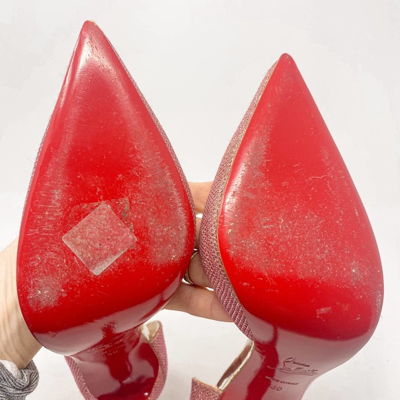 Christian Louboutin Iriza 100 Glitter Tisse Pink Heels EU 40 US 10 - Picture 11 of 15
